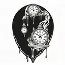 boussole style dali melting clock tattoo design idea