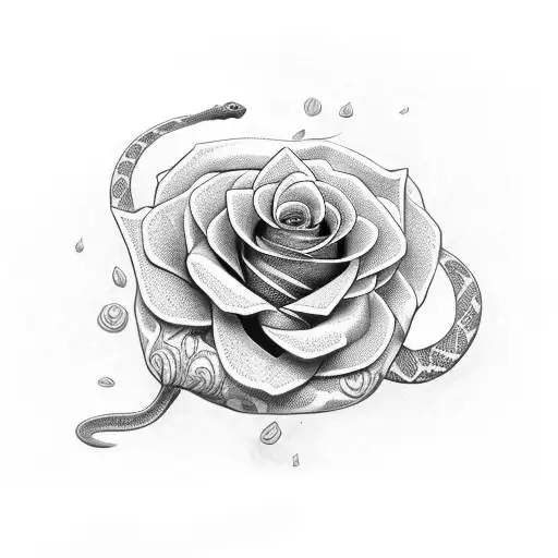 #snake roses tattoo design idea