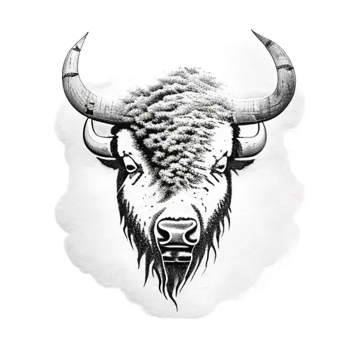 bison with aspen tree tattoo design idea