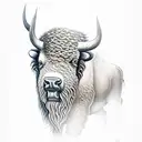 bison with aspen tree tattoo design idea