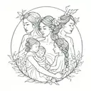 create a tattoo that represents a mother and two daughters minimalist do not use faces or to much black tattoo design idea