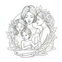 create a tattoo that represents a mother and two daughters minimalist do not use faces or to much black tattoo design idea