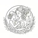 create a tattoo that represents a mother and two daughters minimalist do not use faces or to much black tattoo design idea