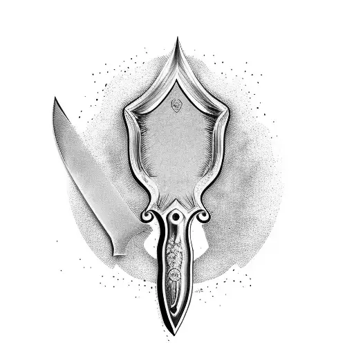 Flaming kitchen knife tattoo design idea