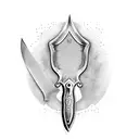 Flaming kitchen knife tattoo design idea