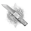 Flaming kitchen knife tattoo design idea