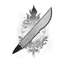 Flaming kitchen knife tattoo design idea