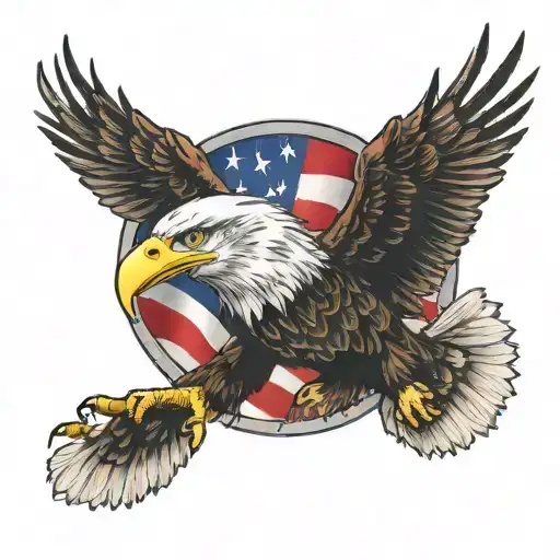 American Flag and bald eagle tattoo design idea
