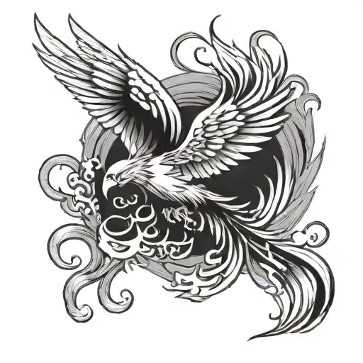 phoenix taking off from a spark of flame tattoo design idea