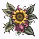 magenta jorge with sunflowers tattoo design idea