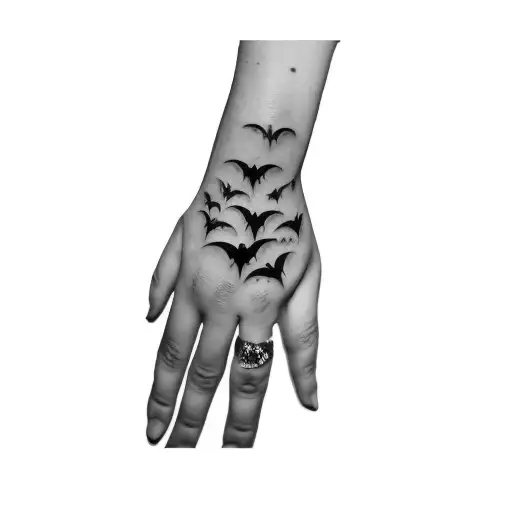 bats on a hand tattoo design idea