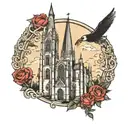Gothic cathedral tower tattoo design idea