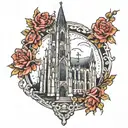 Gothic cathedral tower tattoo design idea