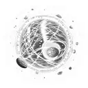 A cosmic scene with planets and stars surrounding a central earth, with 'The world is yours' at the top and 'Shoot for the stars' at the bottom tattoo design idea