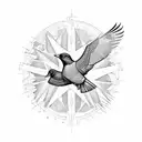 blackbird wings left and right and head in the middle tattoo design idea