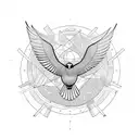 blackbird wings left and right and head in the middle tattoo design idea