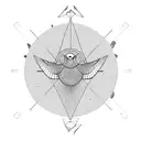 blackbird wings left and right and head in the middle tattoo design idea