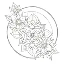 notes flowers mandala tattoo design idea