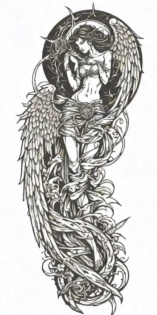 angels falling tattoo design idea