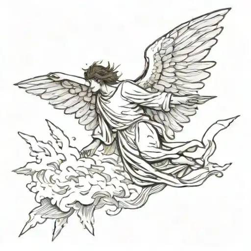 Icarus falling angel tattoo design idea
