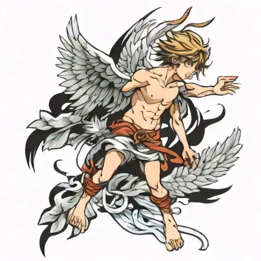 Icarus falling angel tattoo design idea