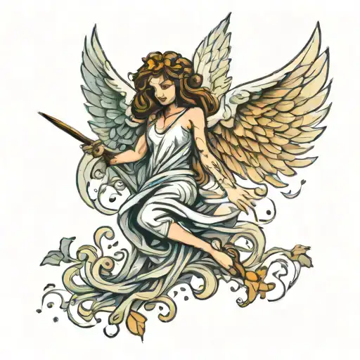 falling angel tattoo design idea