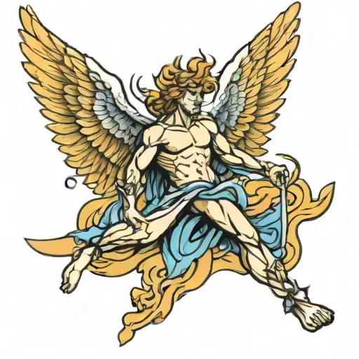 Icarus falling angel tattoo design idea