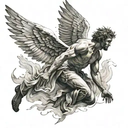 Icarus falling angel tattoo design idea