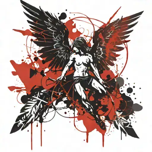 falling angel tattoo design idea