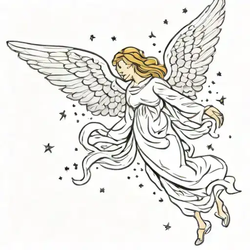 falling angel tattoo design idea