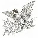 Icarus falling angel tattoo design idea