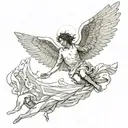 Icarus falling angel tattoo design idea