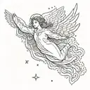 falling angel tattoo design idea
