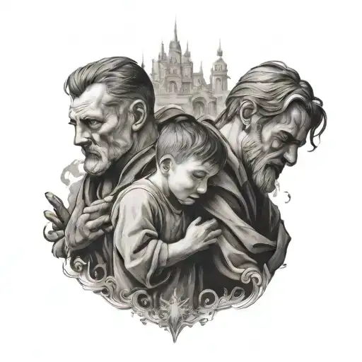 Black and Grey "Return Of The Prodigal Son" Tattoo Idea BlackInk AI