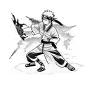 A dynamic and intense battle scene from Naruto featuring Akatsuki members and their unique abilities tattoo design idea