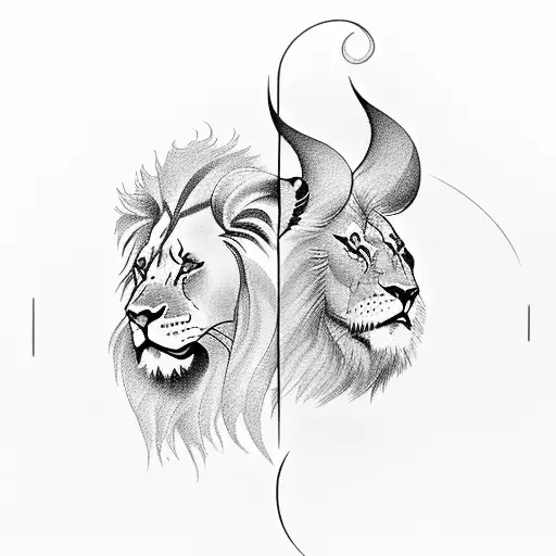 lion and the lamb tattoo design idea