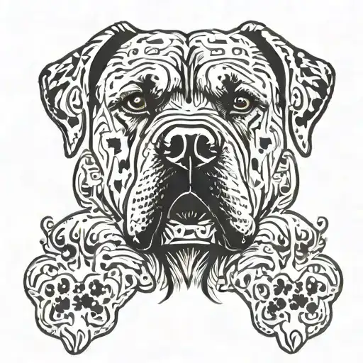 black cane corso inside a dog paw print made tattoo design idea