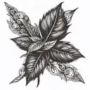 sword Seven bay leaf tattoo design idea