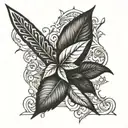 sword Seven bay leaf tattoo design idea