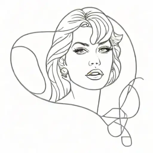 A minimalist tattoo design combining elements of Taylor Swift and the cover art from Mac Miller's album 'Divine Feminine' tattoo design idea