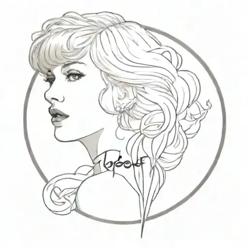 Combine Taylor Swift's '1989' album cover aesthetic with a subtle reference to Mac Miller's 'Divine Feminine' frame tattoo design idea