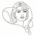 A minimalist tattoo design combining elements of Taylor Swift and the cover art from Mac Miller's album 'Divine Feminine' tattoo design idea