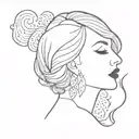 A minimalist tattoo design combining elements of Taylor Swift and the cover art from Mac Miller's album 'Divine Feminine' tattoo design idea
