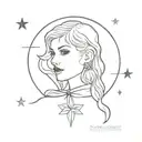 A minimalist tattoo design combining elements of Taylor Swift and the cover art from Mac Miller's album 'Divine Feminine' tattoo design idea