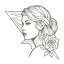 A minimalist tattoo design combining elements of Taylor Swift and the cover art from Mac Miller's album 'Divine Feminine' tattoo design idea