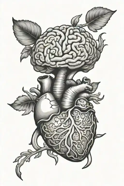 heart and brain tattoo design idea