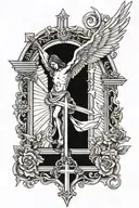Cross with Arch Angel Michael tattoo design idea
