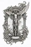 Cross with Arch Angel Michael tattoo design idea