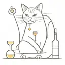 Cat and wine lover tattoo design idea