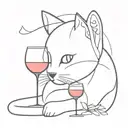 Cat and wine lover tattoo design idea
